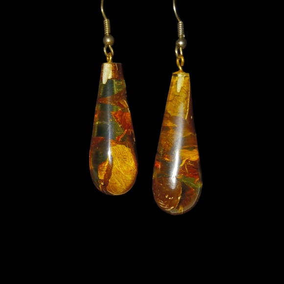 Amber drop earrings - Picture 2 of 5